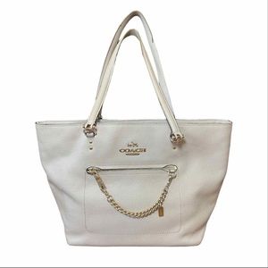 Authentic COACH ($350) TOWN CAR TOTE CROSSGRAIN LEATHER SHOULDER BAG Grey Birch